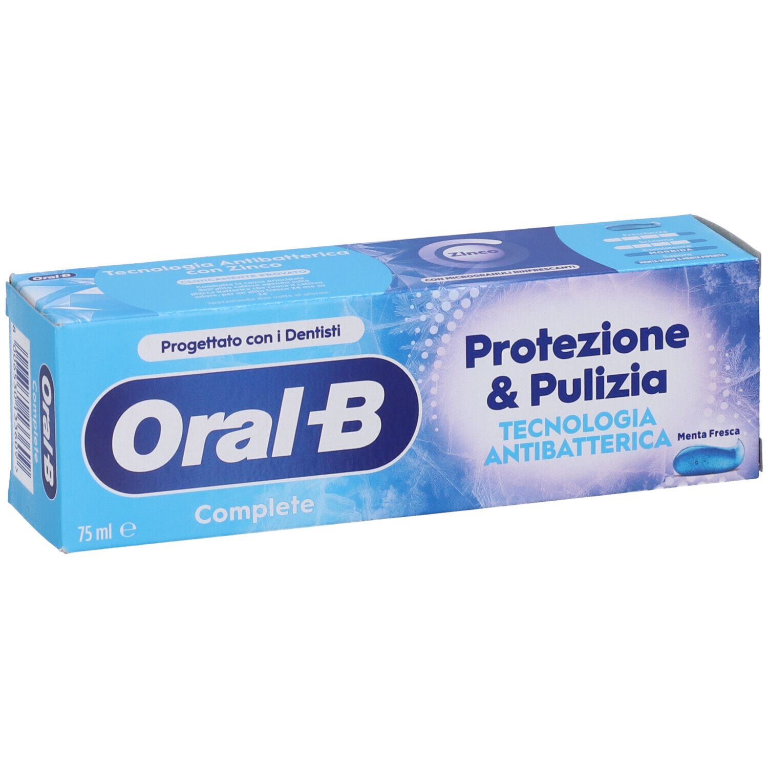 Confezione dentifricio Oral-B Complete, fronte con immagine prodotto.