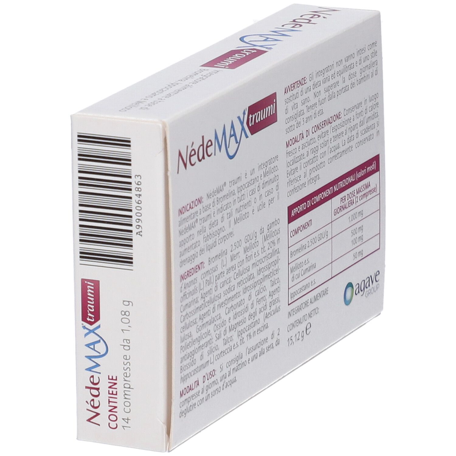 Confezione per NedeMAX traumi, 14 compresse.