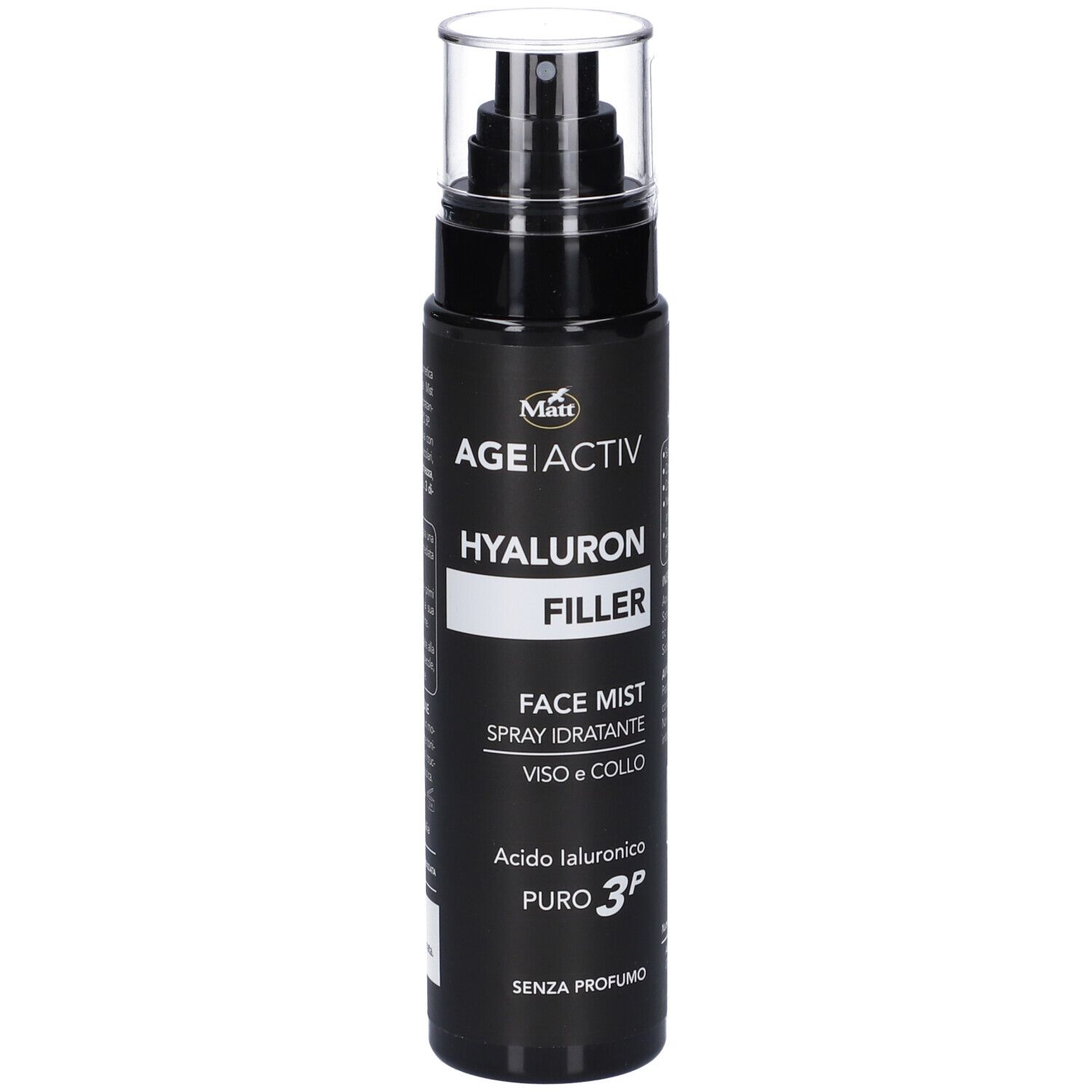 Matt Ageactiv Hyaluron Filler Face Mist Spray, 150ml, acido ialuronico, senza profumo.