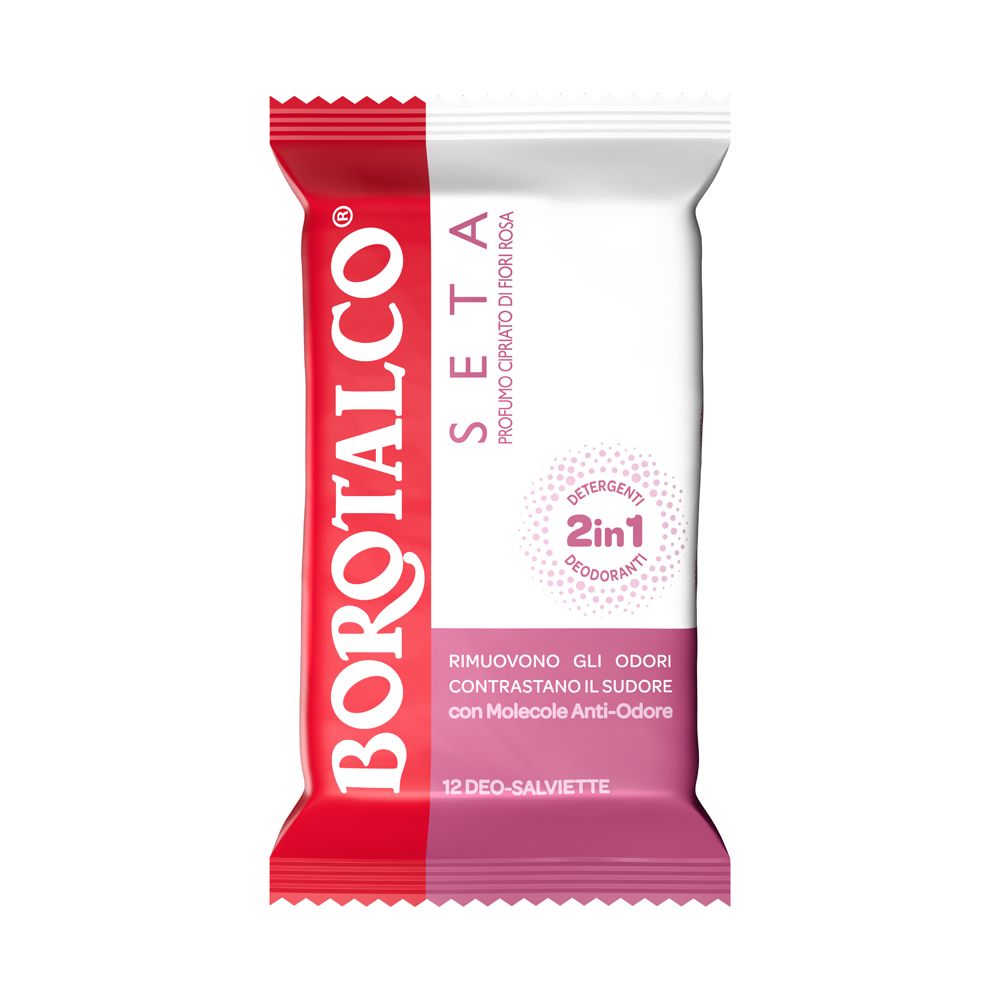 Borotalco® - Deo-Salviette Seta 2in1 detergenti e deodoranti arricchite con molecole anti-odore