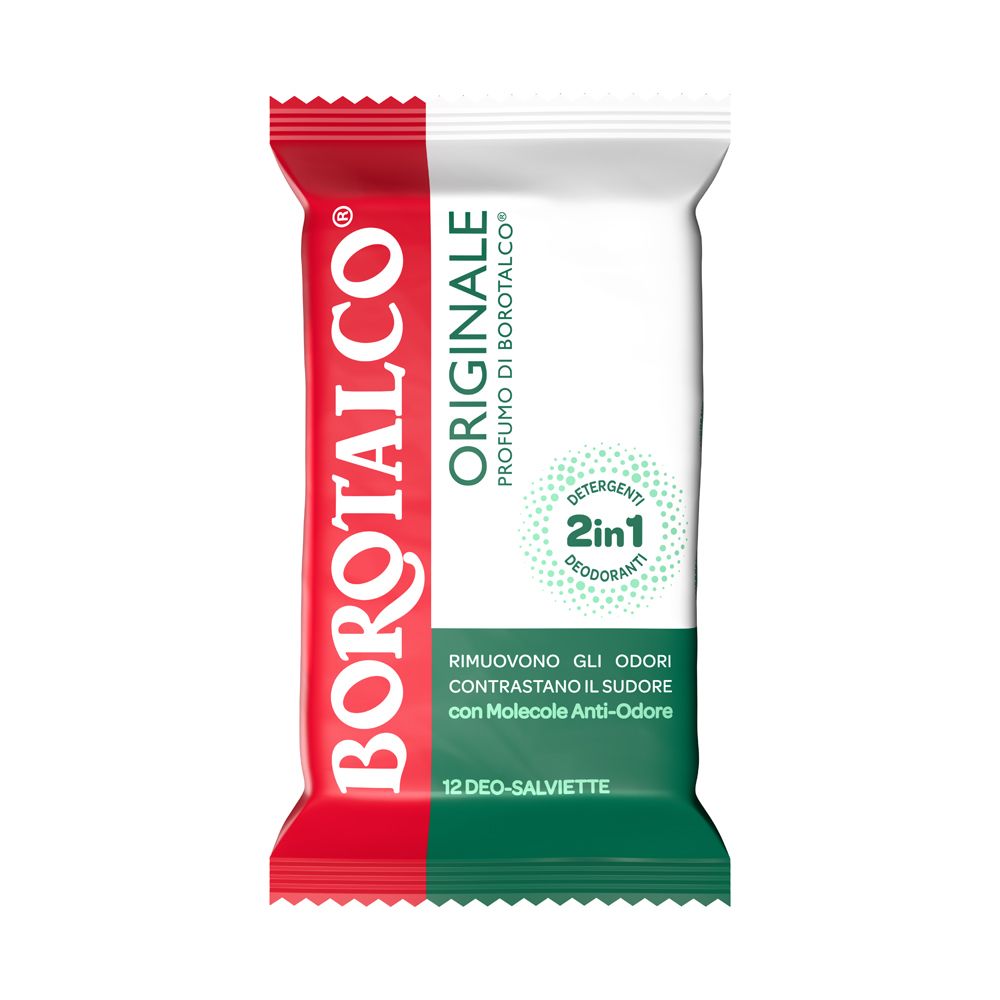 Borotalco® - Deo-Salviette Originale 2in1 detergenti e deodoranti arricchite con molecole anti-odore