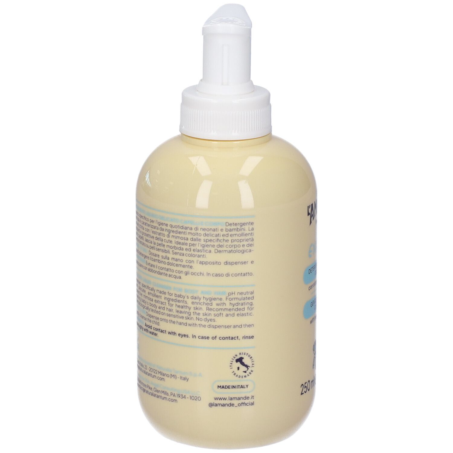 Flacone gel lavante con dispenser bianco, 250ml.