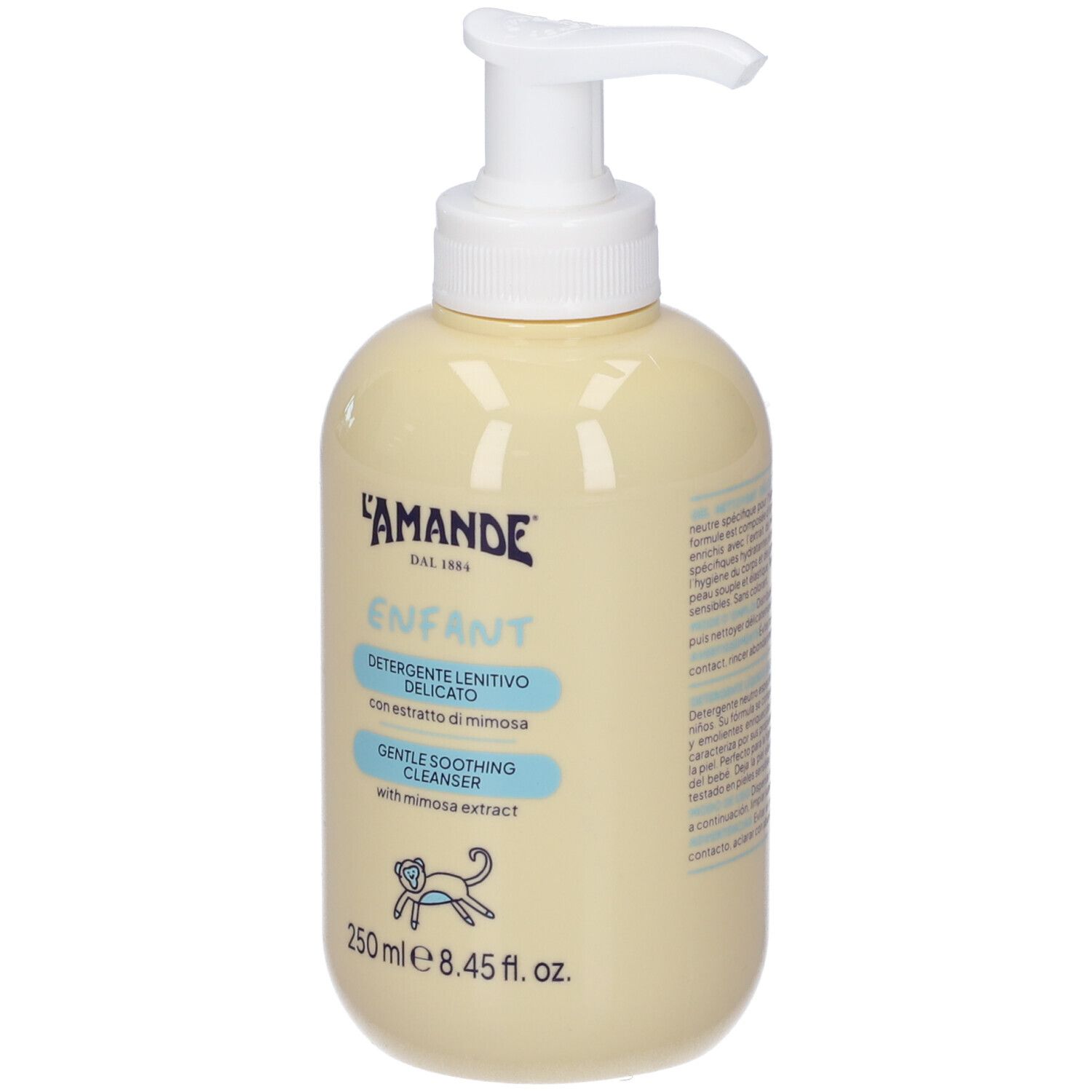 L'Amande Enfant detergente lenitivo delicato con estratto di mimosa, 250ml.