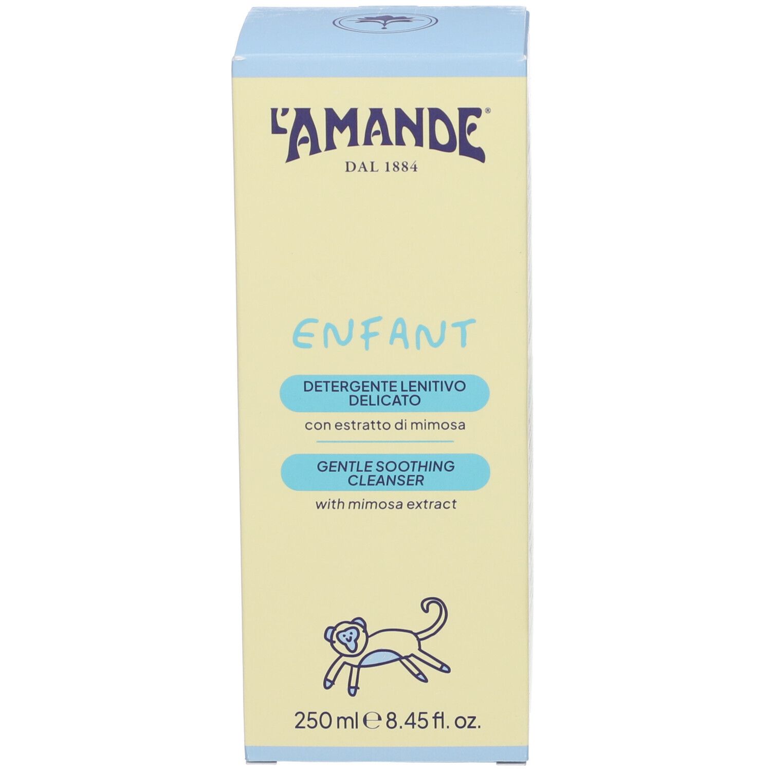 L'Amande Enfant: Detergente lenitivo delicato con estratto di mimosa. 250 ml.