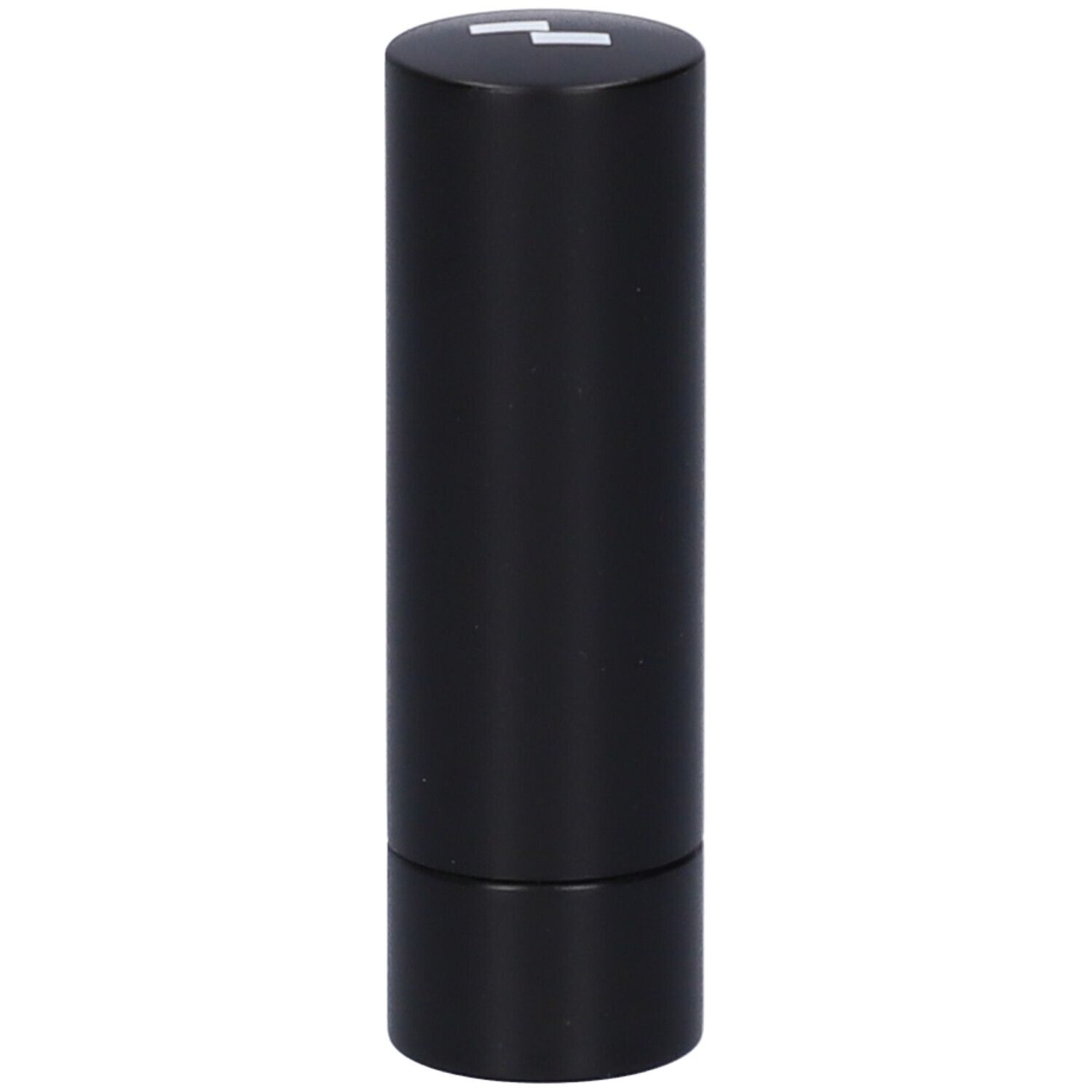 Stick balsamo labbra nero. Parte superiore con marchio bianco.