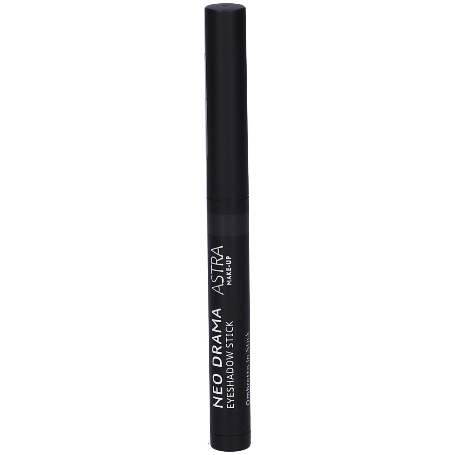 Stick ombretto nero. Scritta: NEO DRAMA EYESHADOW STICK, ASTRA MAKE-UP. Tappo nero.