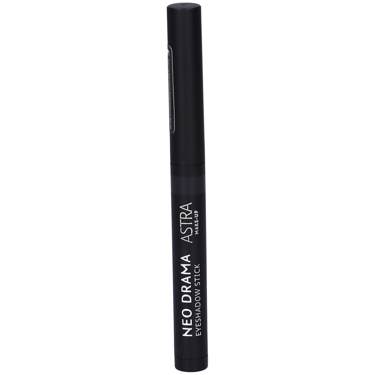 Stick ombretto nero. Scritta: NEO DRAMA EYESHADOW STICK, ASTRA MAKE-UP. Tappo nero.