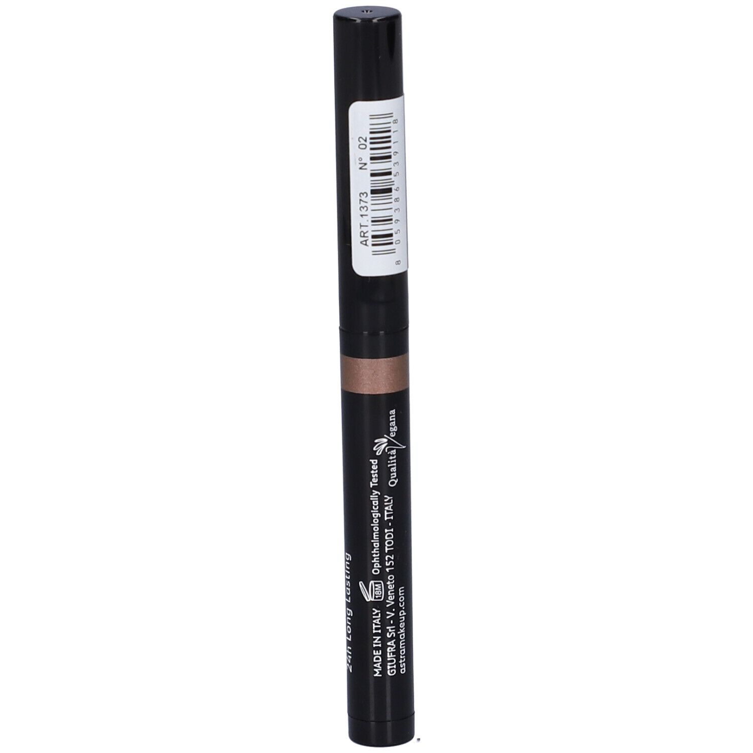 Ombretto Stick nero. Nome del prodotto e marchio visibili. Retro con testo.