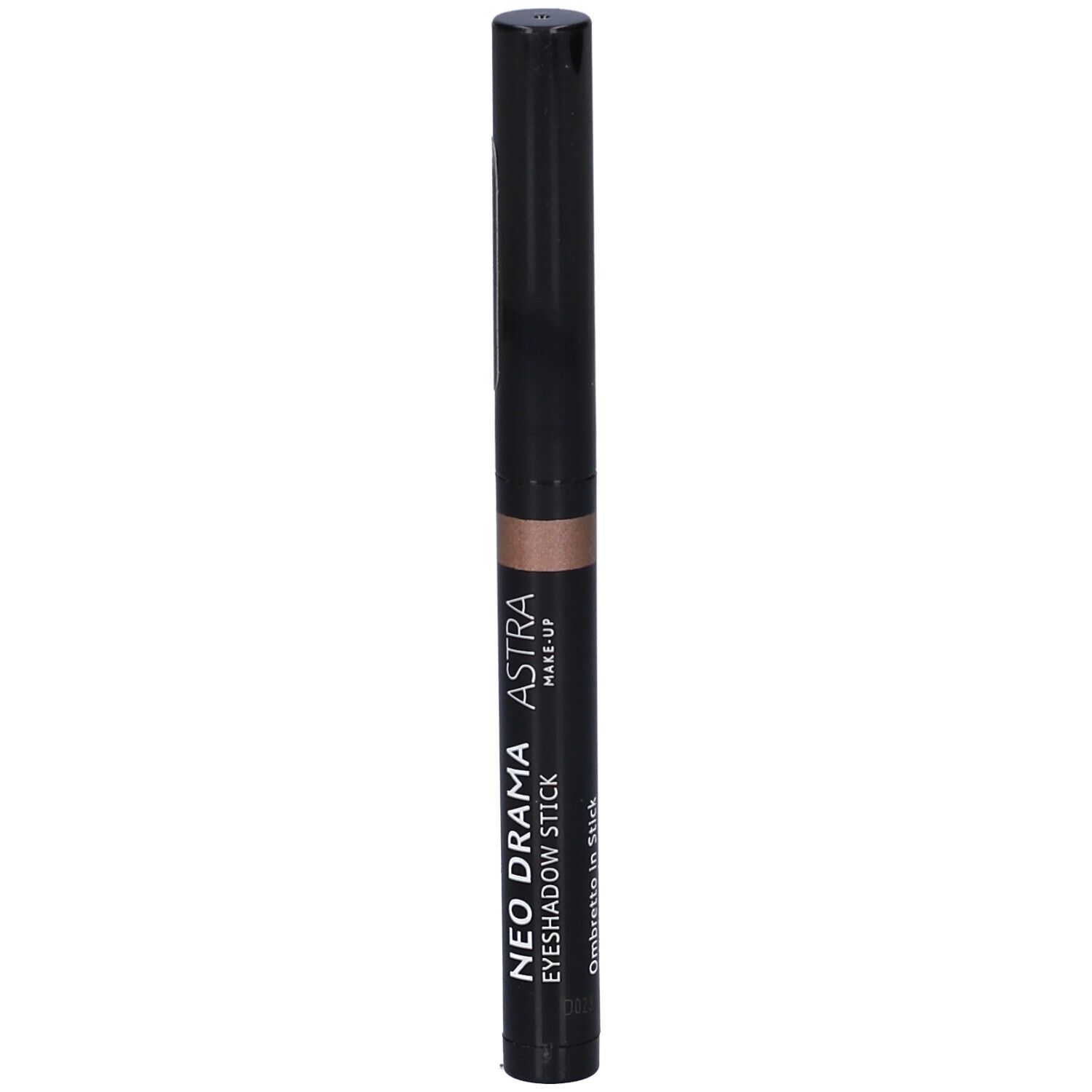 Ombretto Stick nero. Nome del prodotto e marchio visibili. Tonalità beige dorato.