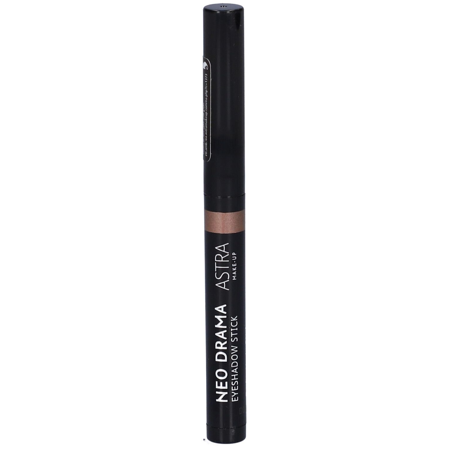 Ombretto Stick nero. Nome del prodotto e marchio visibili. Tonalità beige dorato.