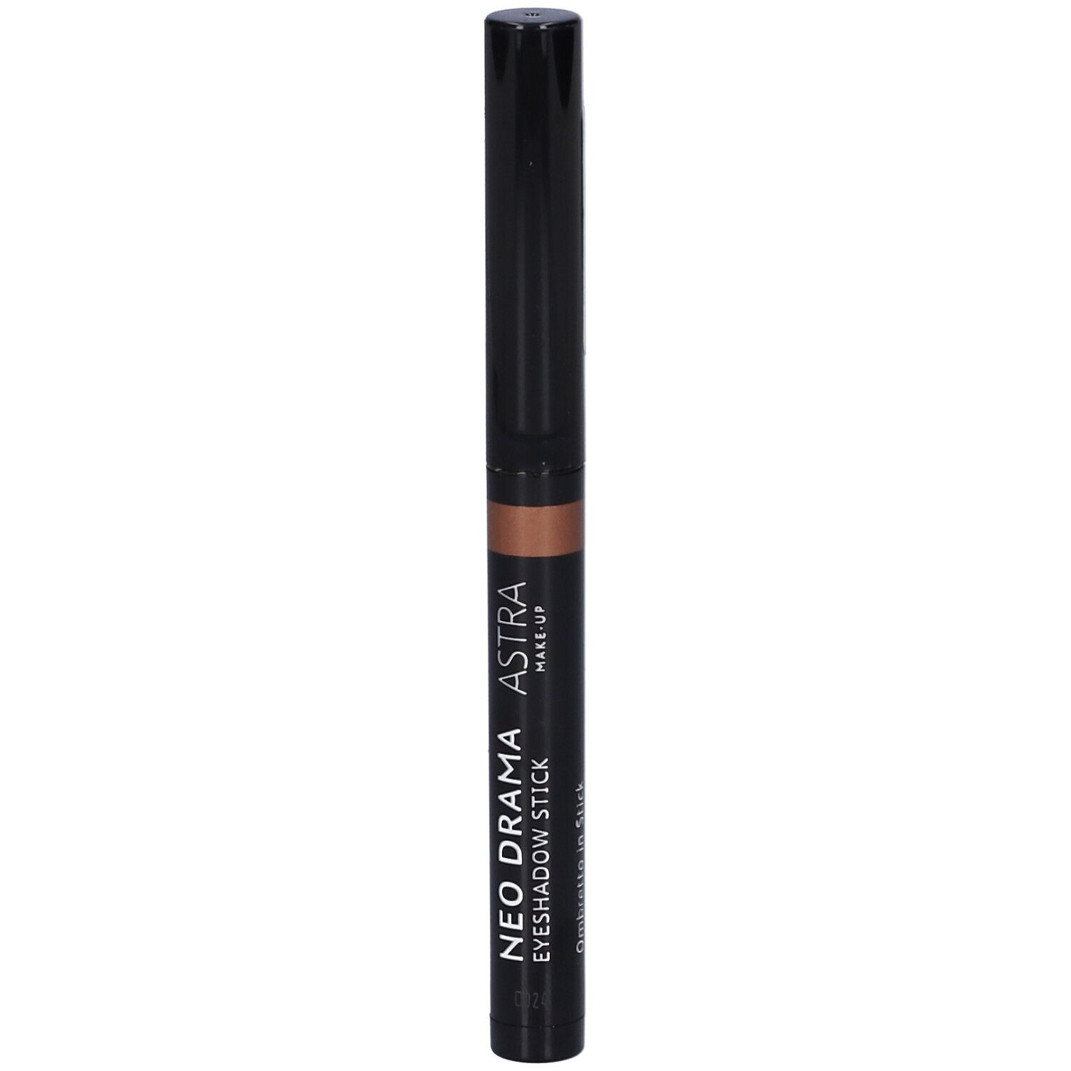 Matita ombretto marrone con cappuccio nero. Marca: Astra Make-Up. Nome prodotto: Neo Drama Eyeshadow Stick.
