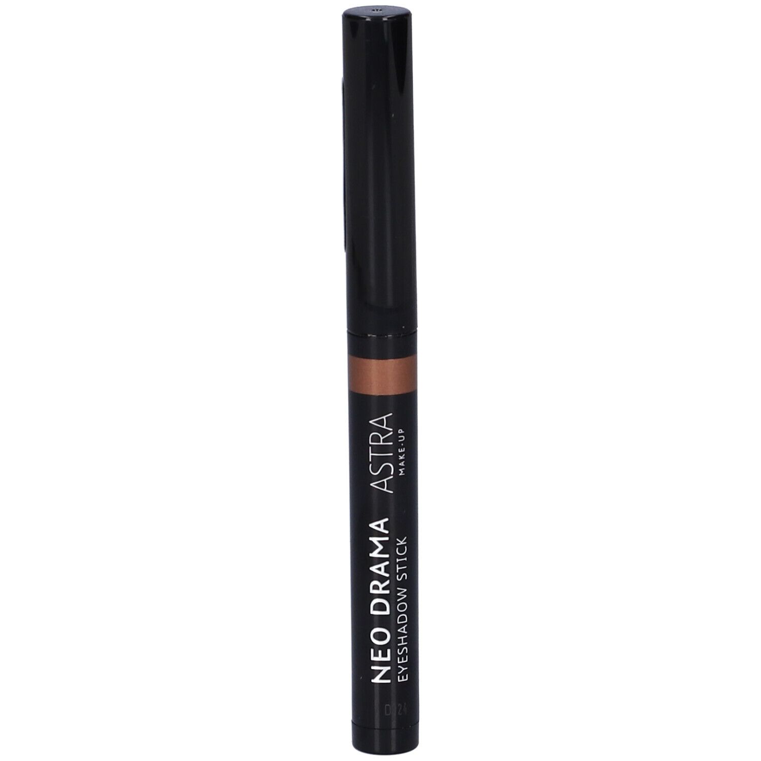 Matita ombretto marrone con cappuccio nero. Marca: Astra Make-Up. Nome prodotto: Neo Drama Eyeshadow Stick.
