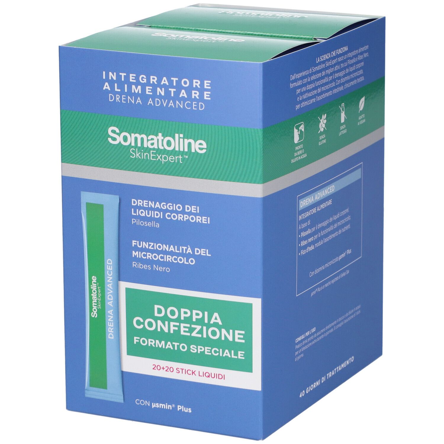Somatoline Skin Expert Drena Advanced Drenaggio Liquidi Corporei Stick + Funzionalita' Del Microcircolo Stick BIPACK + SOMATOLINE SKIN EXPERT DRENA ADVANCED 20 STICK GRATIS