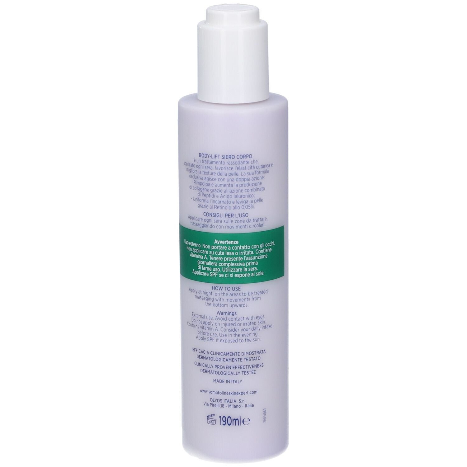 Somatoline SkinExpert Body-Lift Siero Corpo con acido ialuronico e collagene, 190ml.
