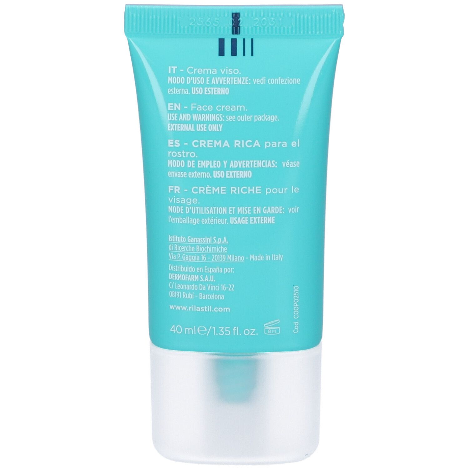 Crema ricca Rilastil Aqua Sensitive, tubo da 40 ml.