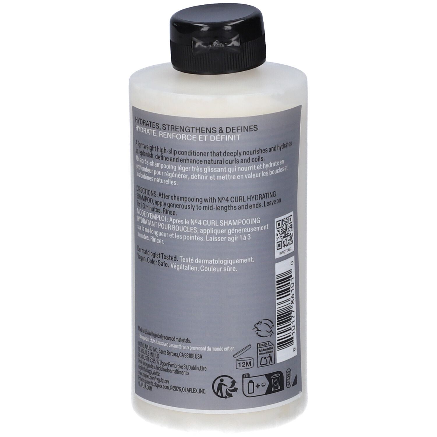 Flacone di N°4 Curl Hydrating Conditioner, 250ml. Etichettatura in tedesco, inglese e francese.