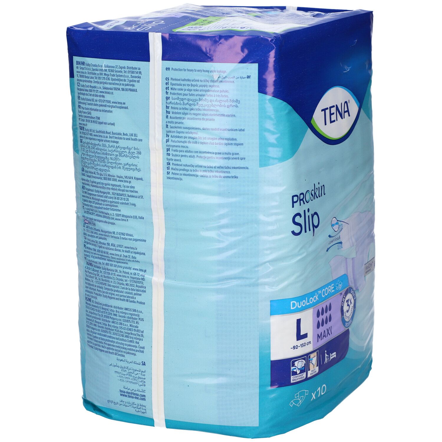 TENA PROSKIN SLIP Maxi L pannoloni, 10 pezzi, vista posteriore.