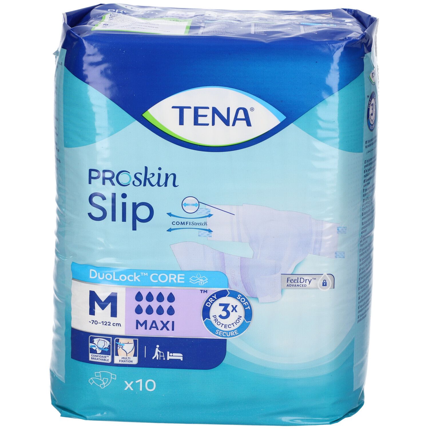 Pannolino a mutandina Tena ProSkin Slip Maxi, taglia M, 10 pezzi. Con Komfi-Stretch e protezione 3x.
