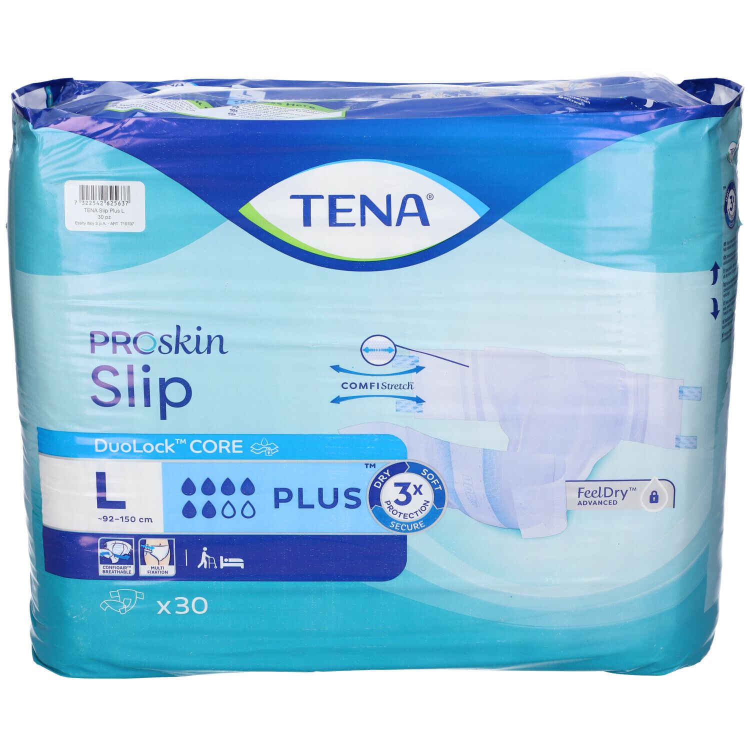 TENA ProSkin Slip Plus, Taglia L, 30 pezzi. Pannolini assorbenti con nucleo a compressione.