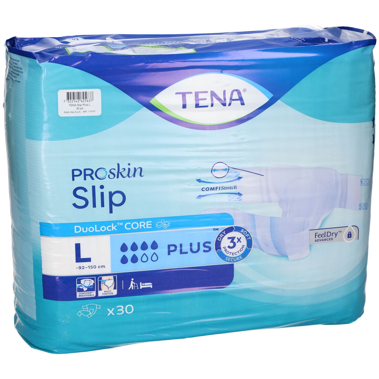TENA ProSkin Slip Plus, Taglia L, 30 pezzi. Pannolini assorbenti con nucleo a compressione.