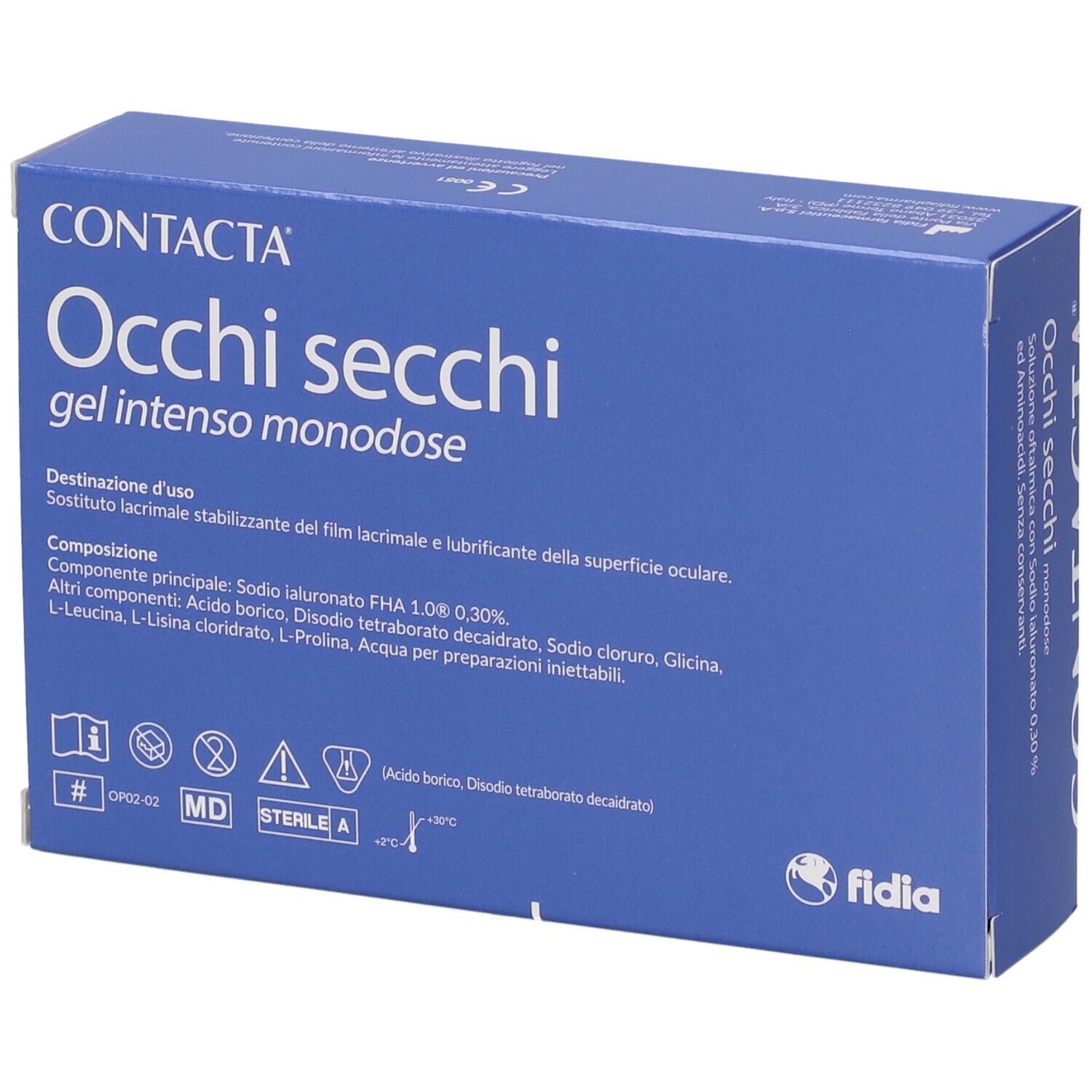 Confezione "Occhi secchi monodose" di Contacta, 15 contenitori monodose da 0,35 ml.