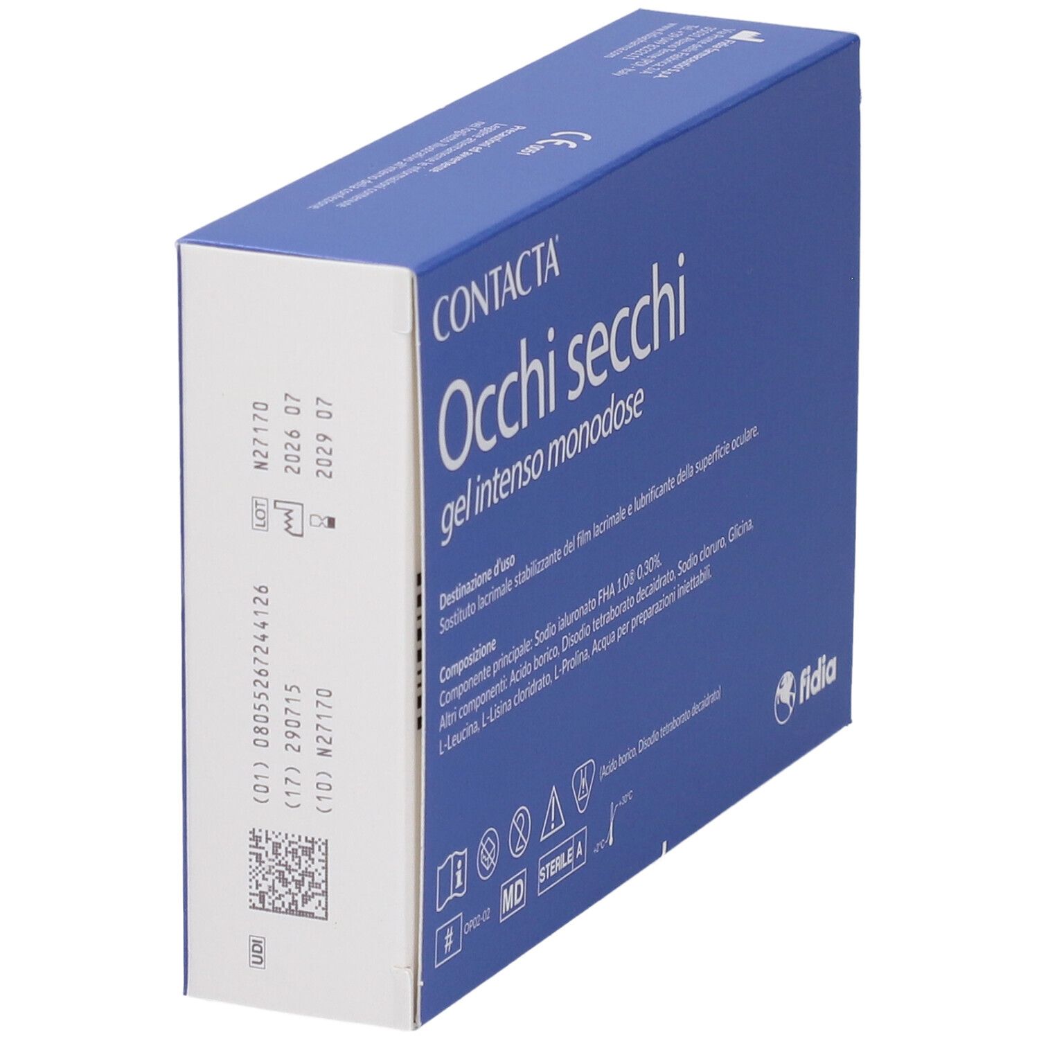Confezione di gocce oculari Contacta Occhi secchi Gel intenso monodose.