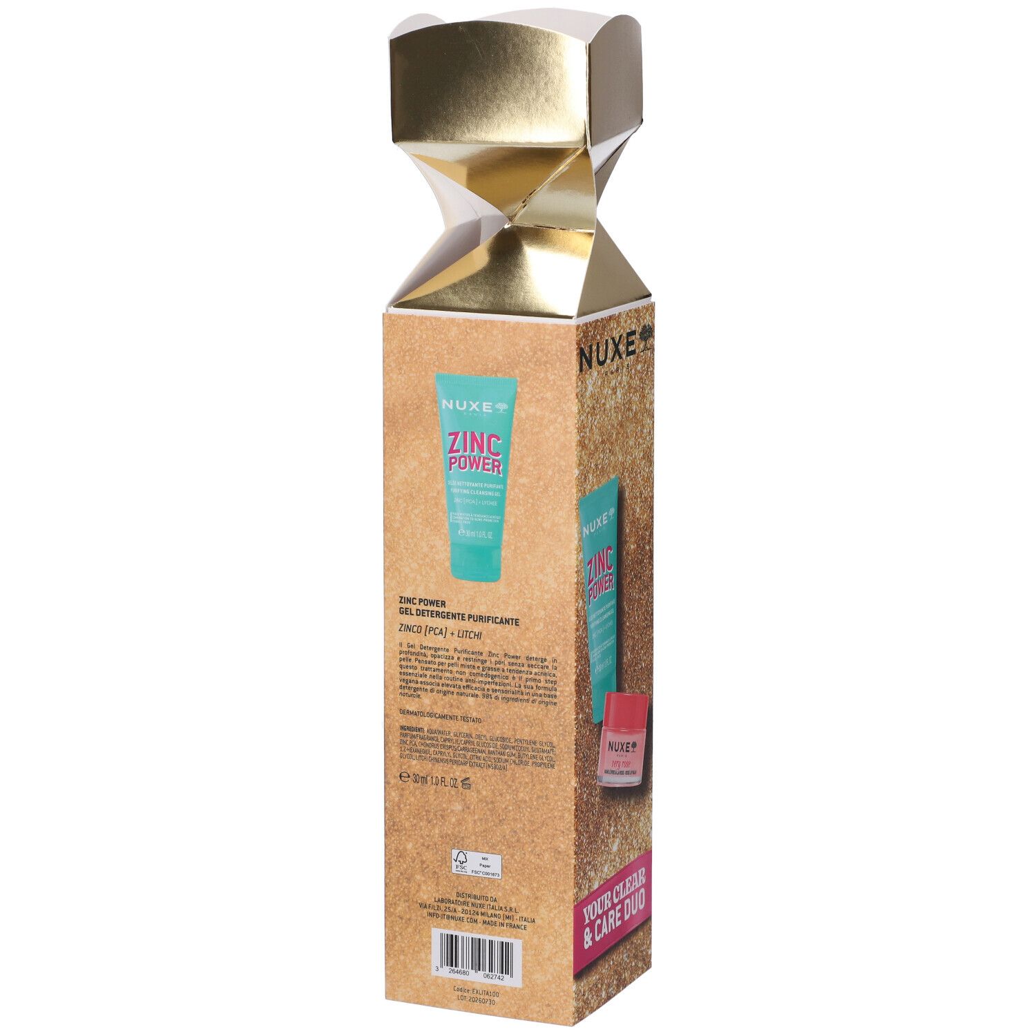 Confezione regalo NUXE con tubetto 'Zinc Power'.