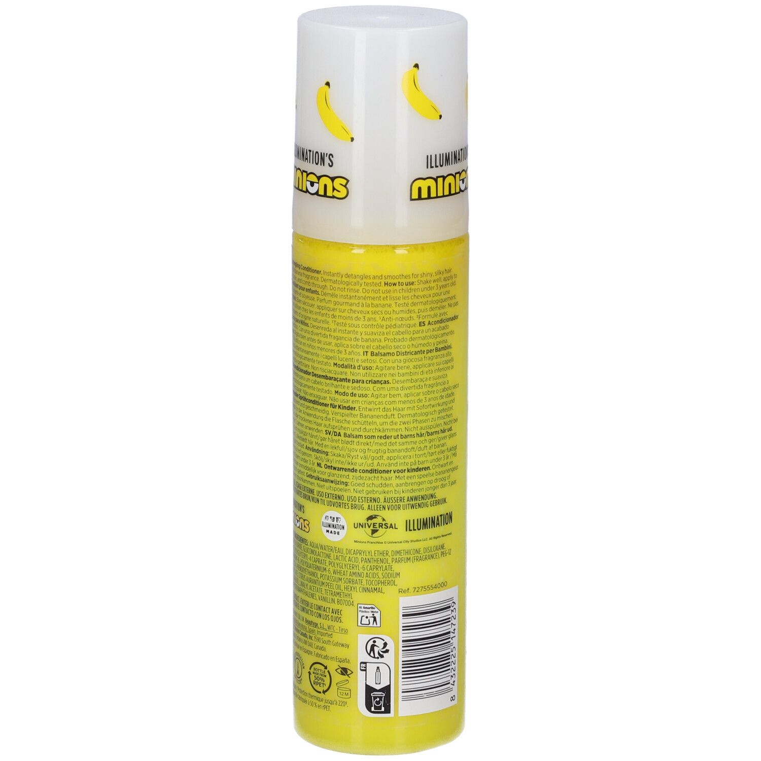 Flacone Revlon Equave Kids Minions, retro con informazioni prodotto dettagliate.