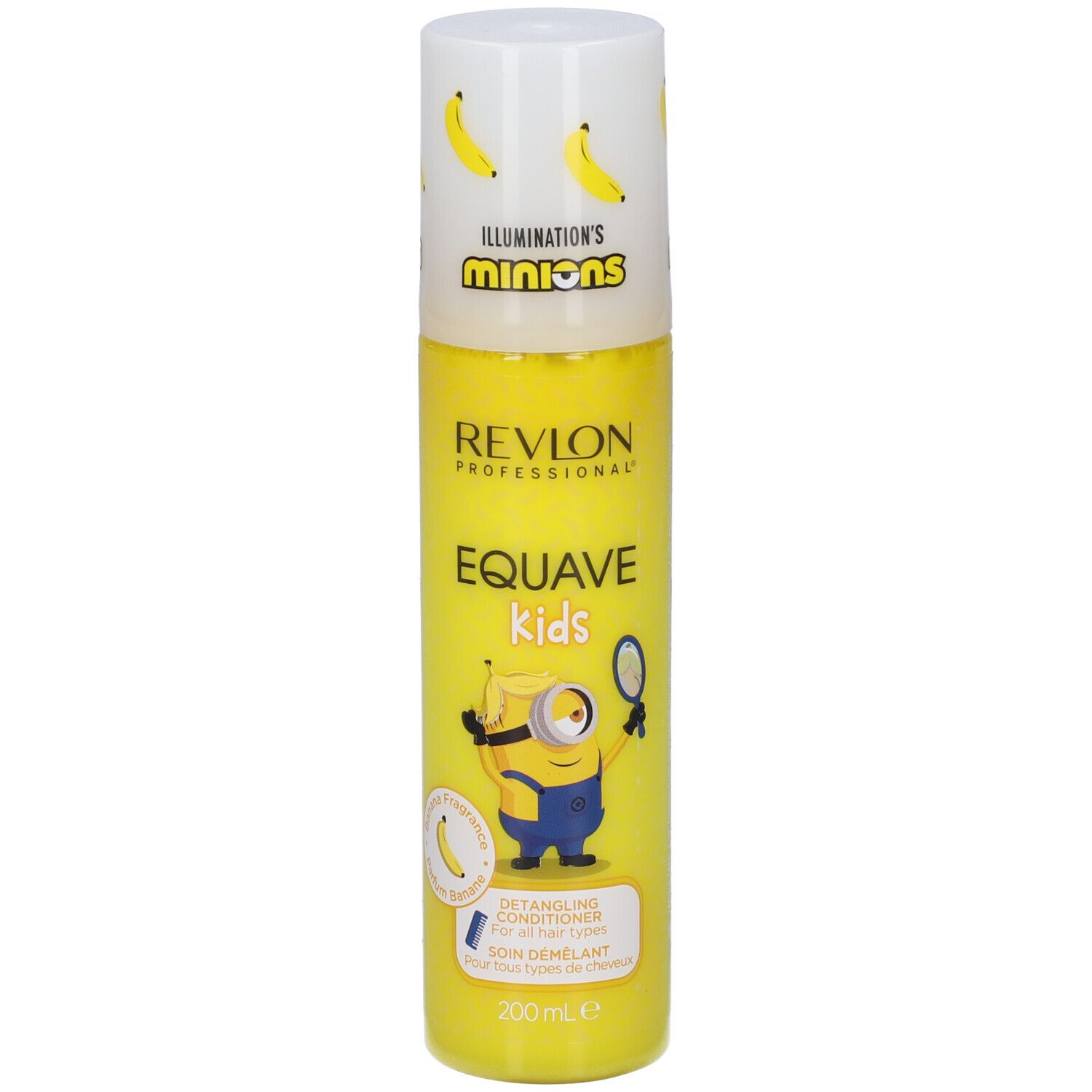 Flacone Revlon Equave Kids Minions Balsamo Districante con motivo Minion e banane.