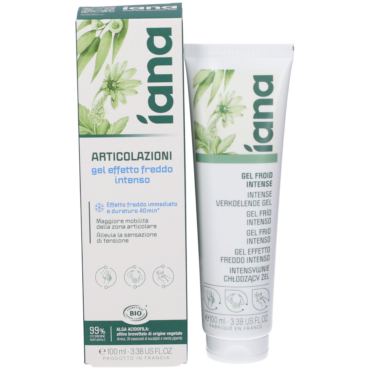 Iana Articolazioni gel effetto freddo intenso, tubo da 100 ml.
