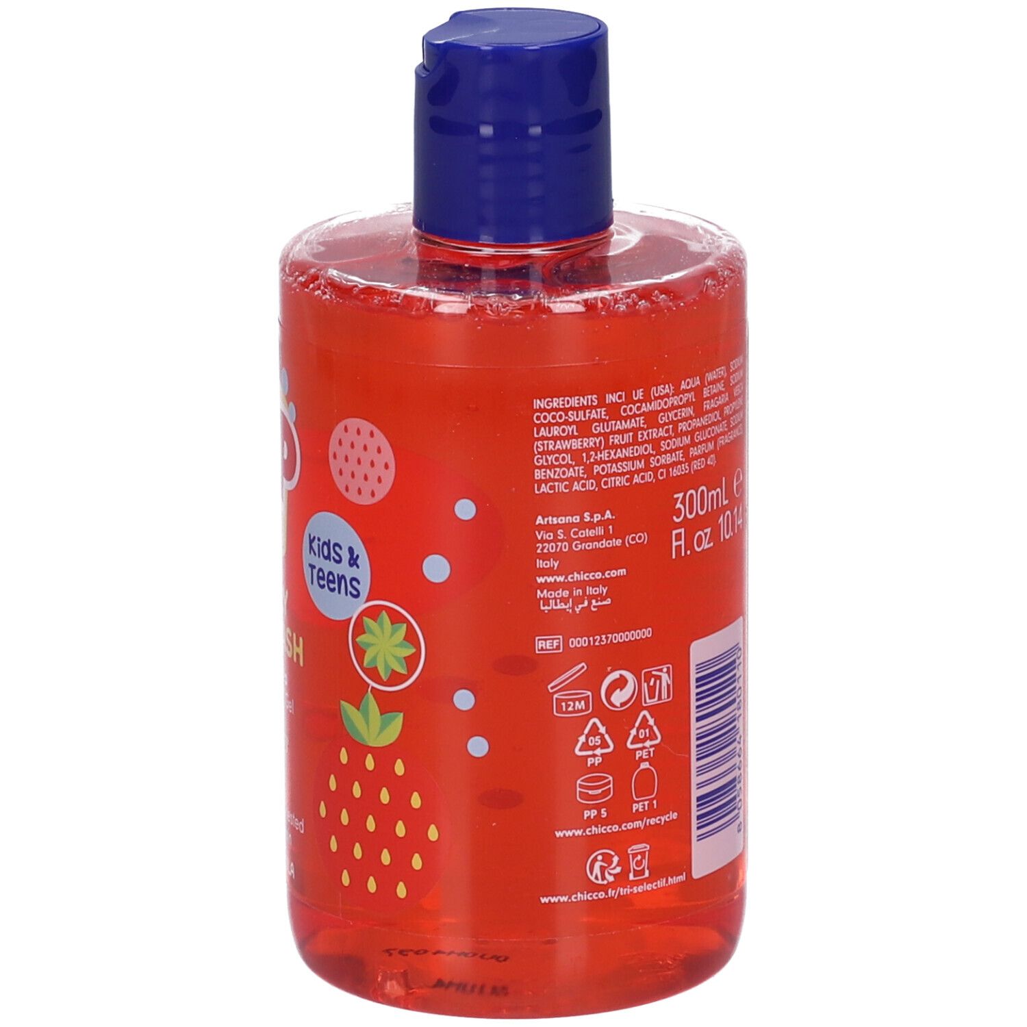 Bagnoschiuma Chicco Kids & Teens profumo fragola, 300ml.