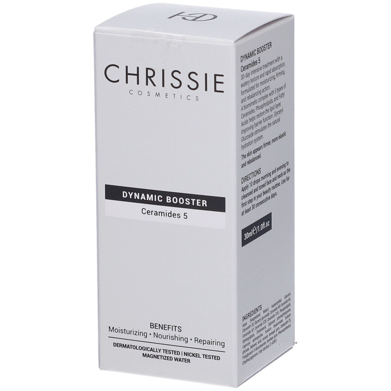 Confezione Chrissie Cosmetics Dynamic Booster Ceramides 5 con benefici.