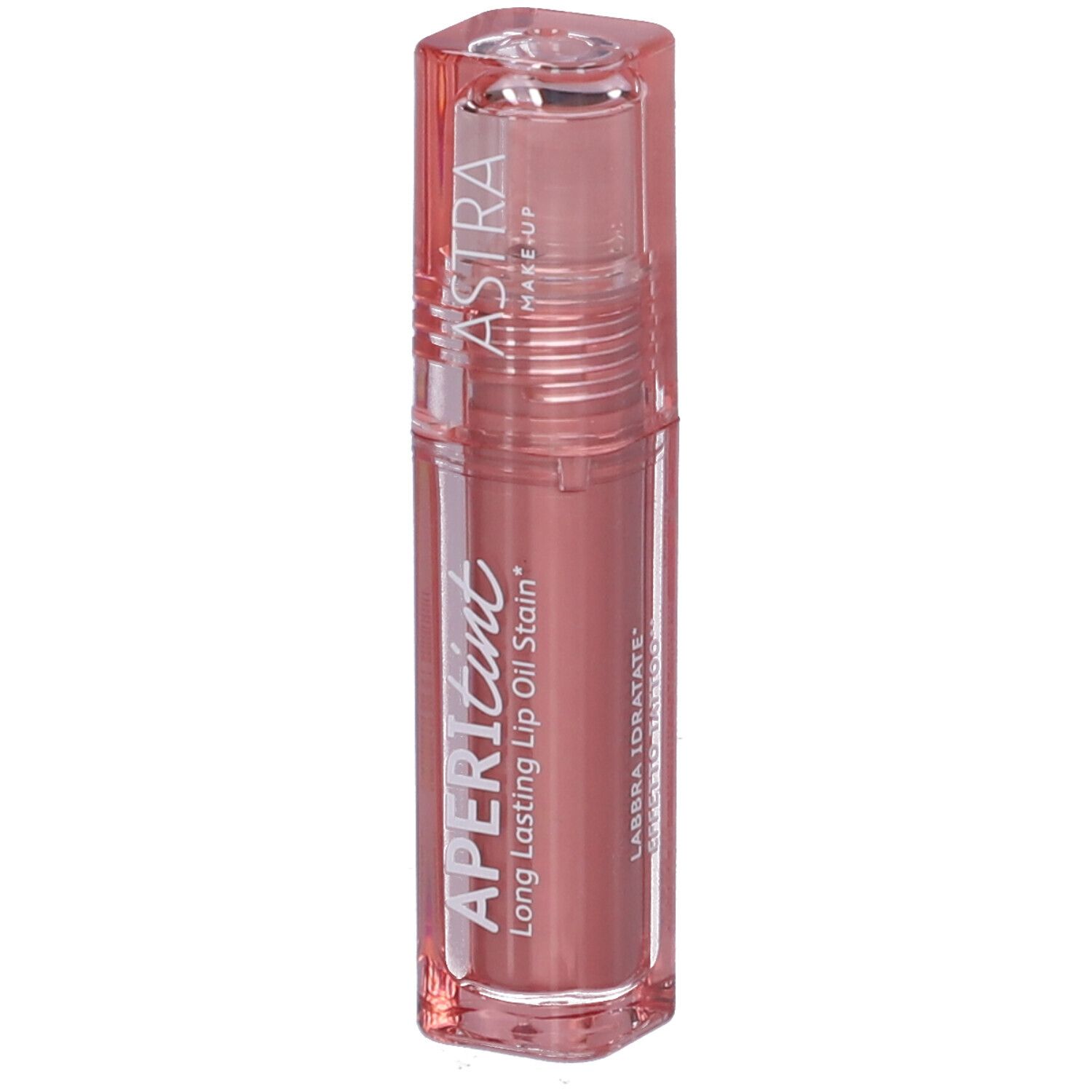 Astra Make-Up Aperitint Lip Oil Stain, tonalità 01 Riviera, vista laterale.