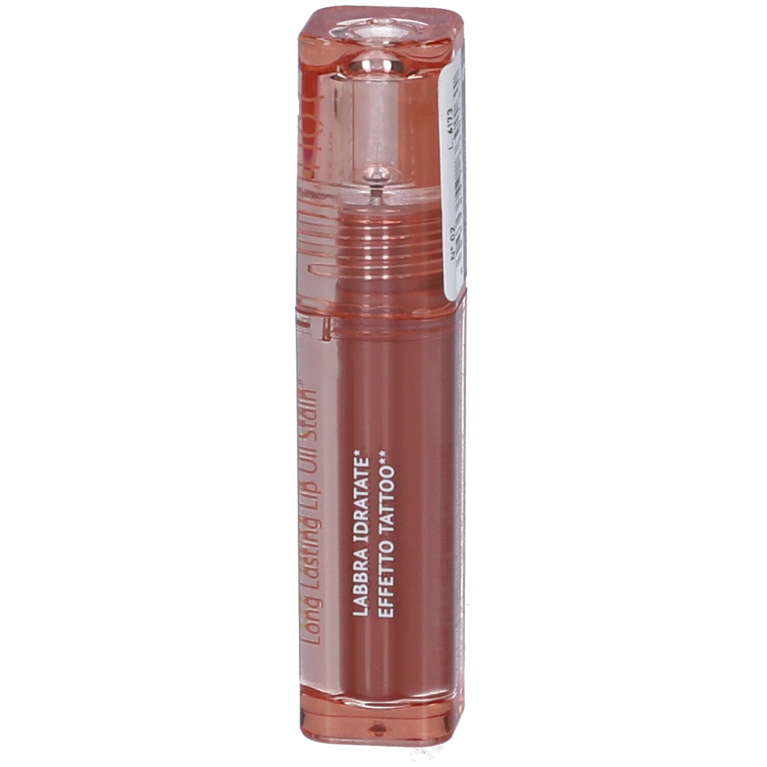 Astra Make-Up Aperitint Long Lasting Lip Oil Stain, tonalità 02 Tonic, vista laterale con testo.