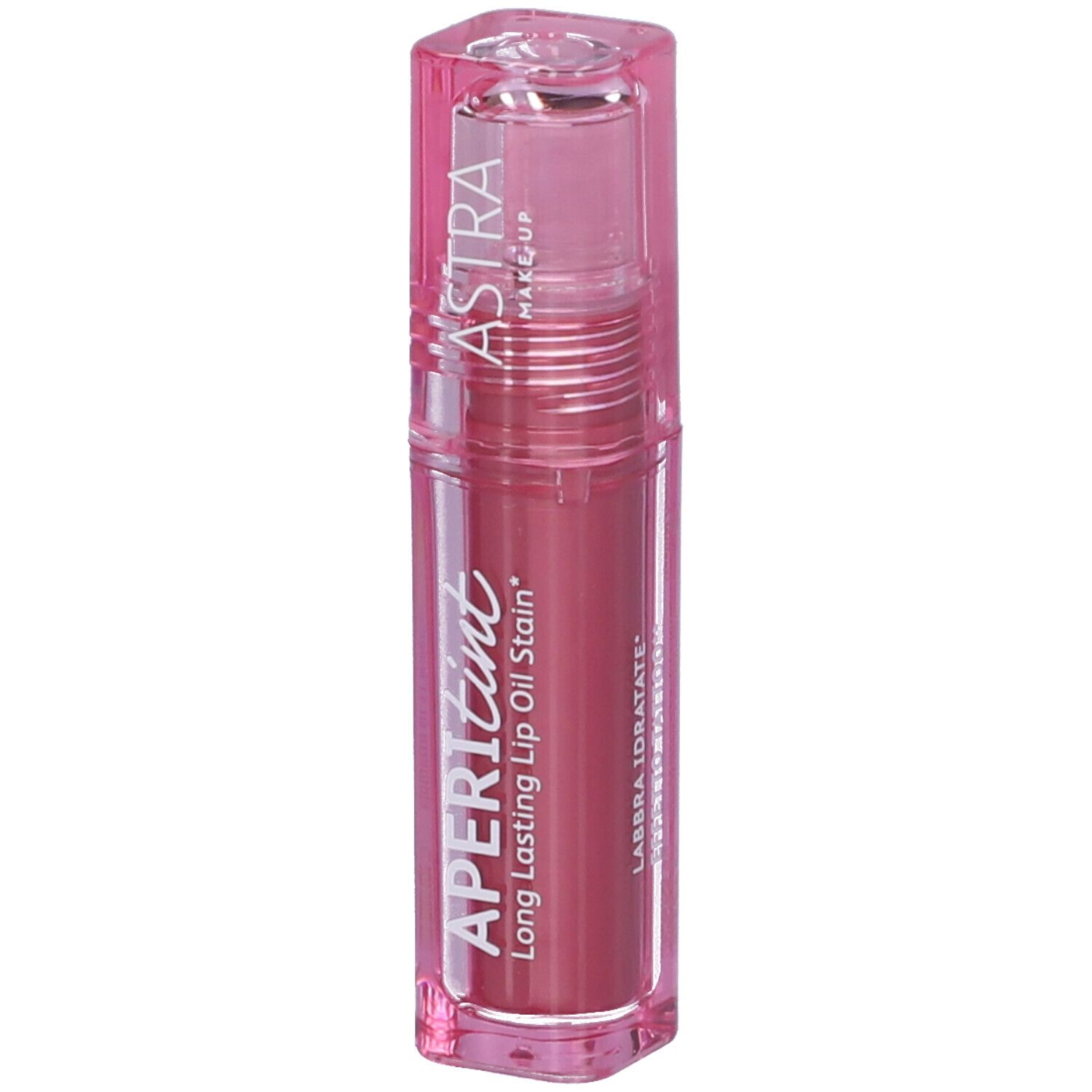 Astra Make-Up Aperitint Olio Stain Labbra, tonalità 04 Sherry, fronte con nome del prodotto.