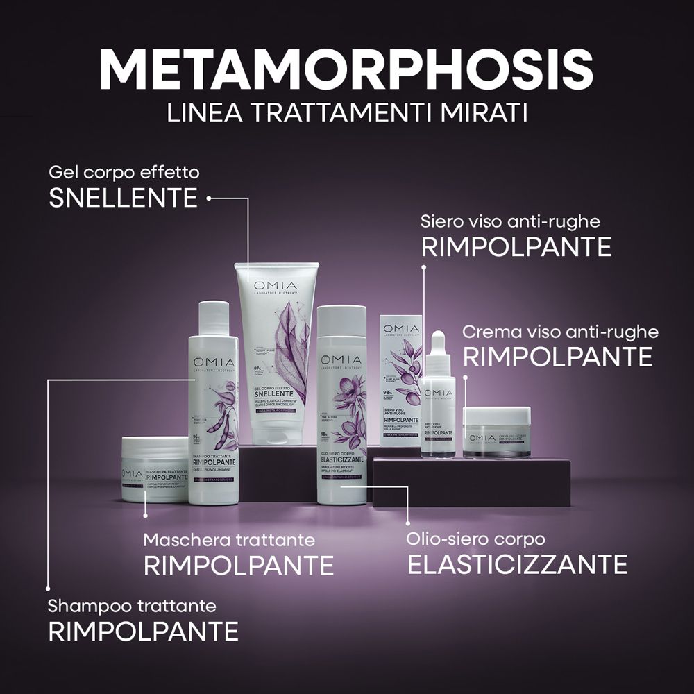 Linea OMIA Metamorphosis: cura del corpo e del viso.