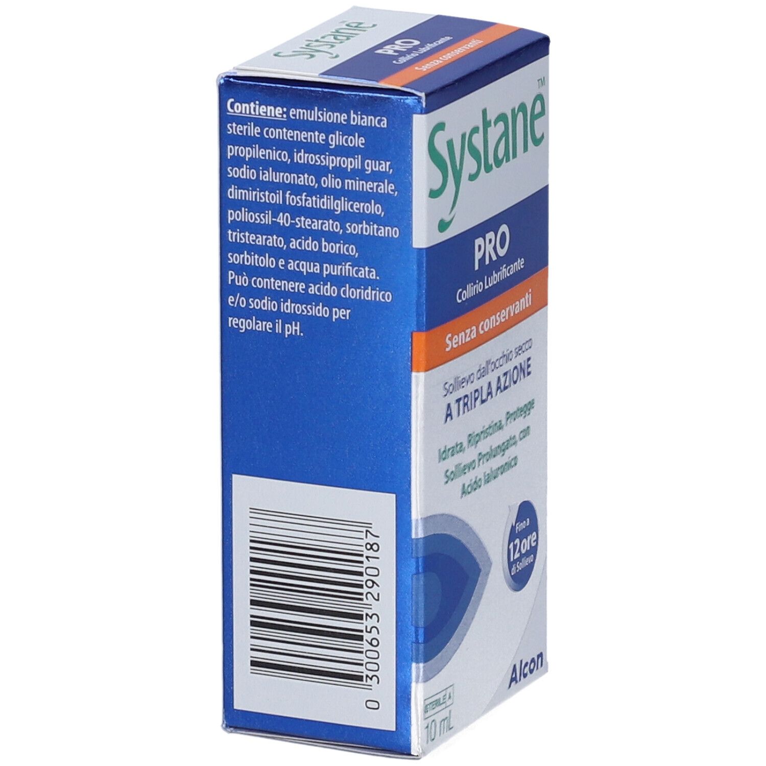 Systane Pro collirio, confezione da 10ml con istruzioni per l'uso.