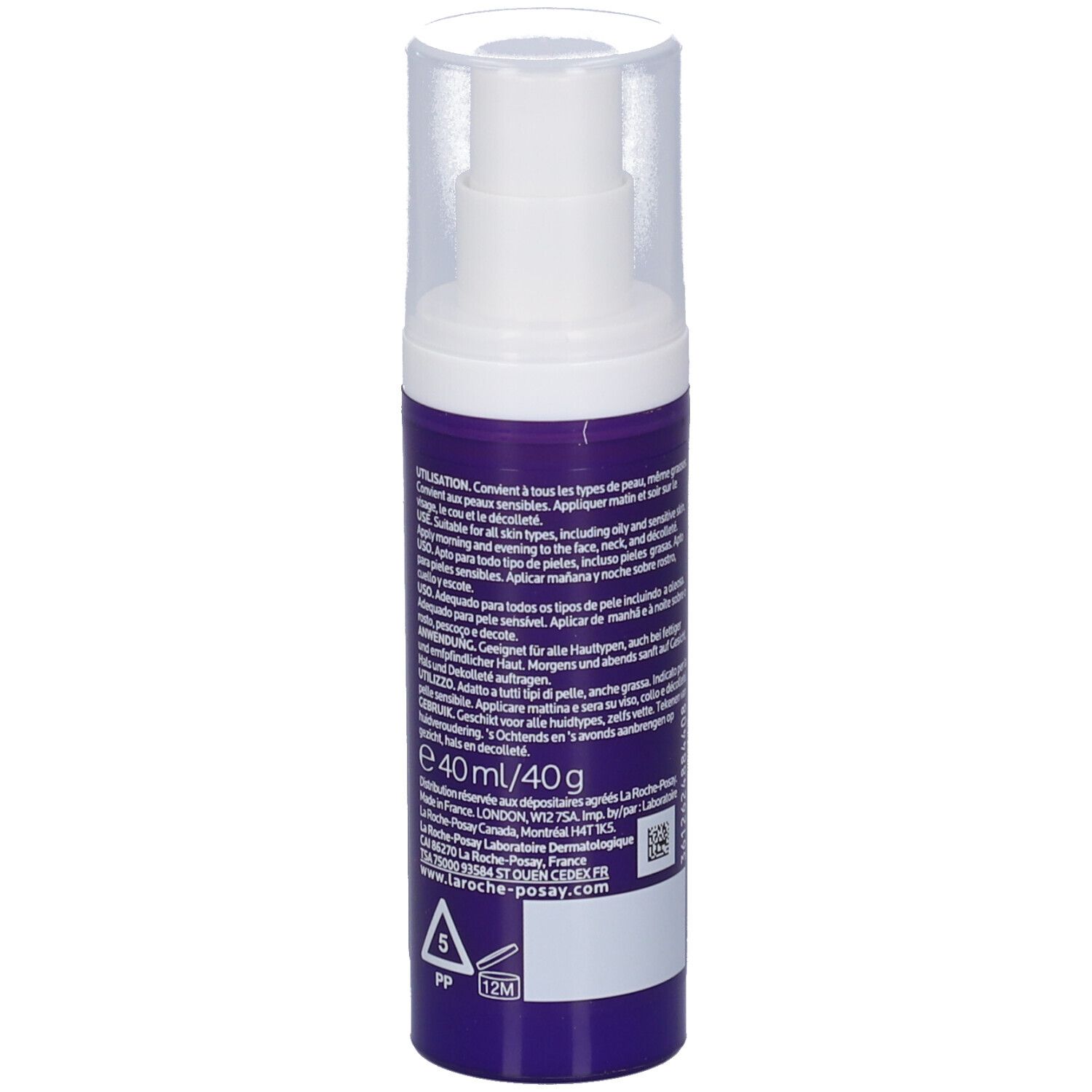 La Roche-Posay Mela B3 Double Dose crema viso, 40ml, con erogatore e informazioni.