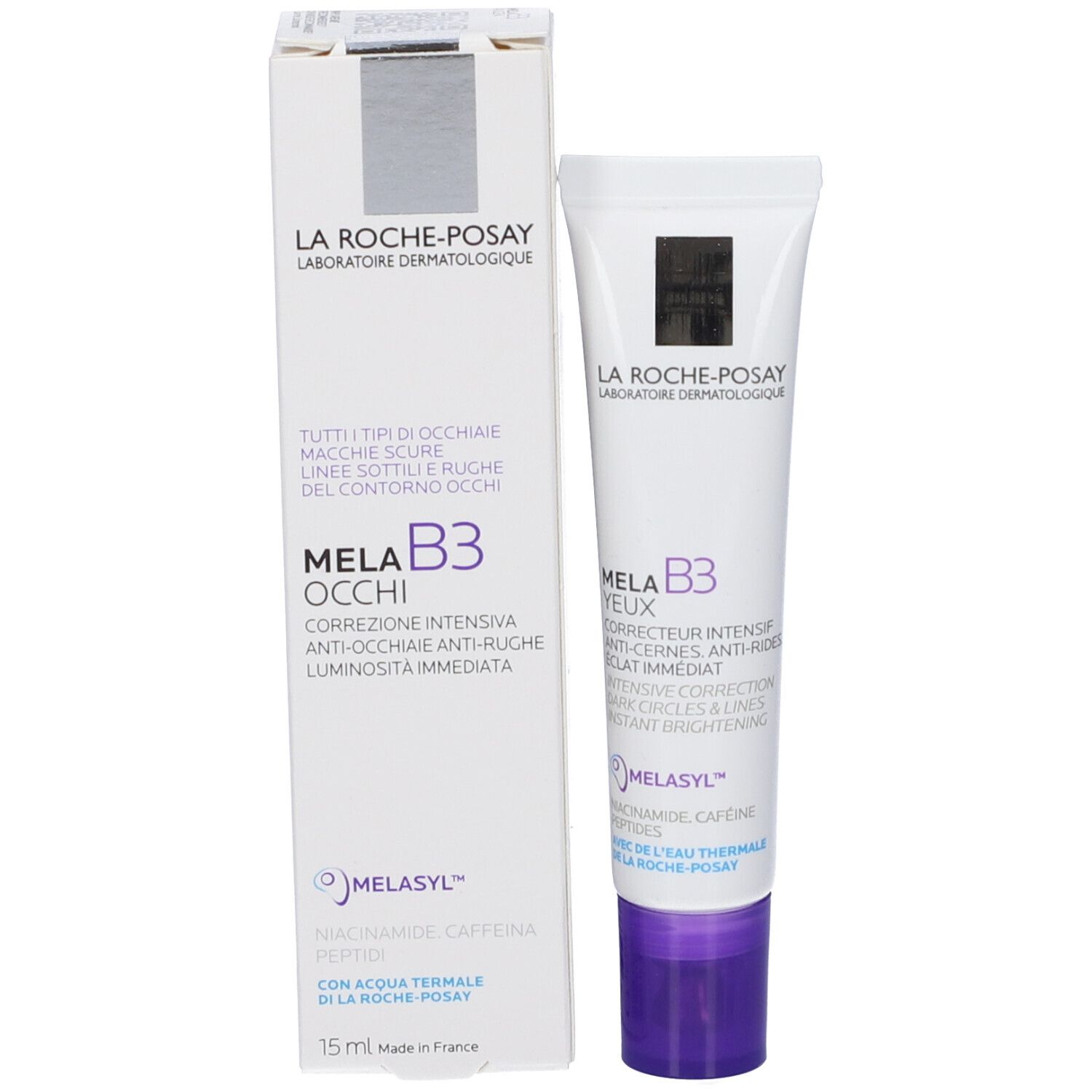 Tubo e scatola del contorno occhi La Roche-Posay Mela B3.