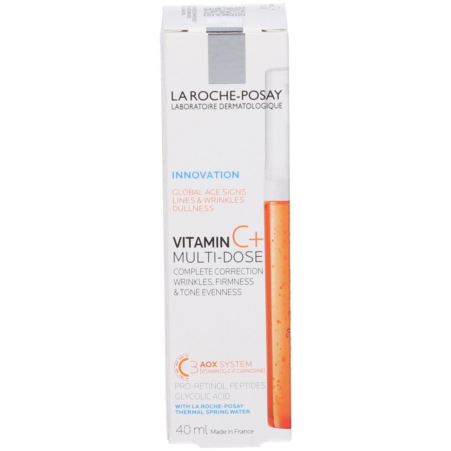 Confezione con scritta La Roche-Posay Vitamina C+ Multi-Dose. Contiene 40 ml.