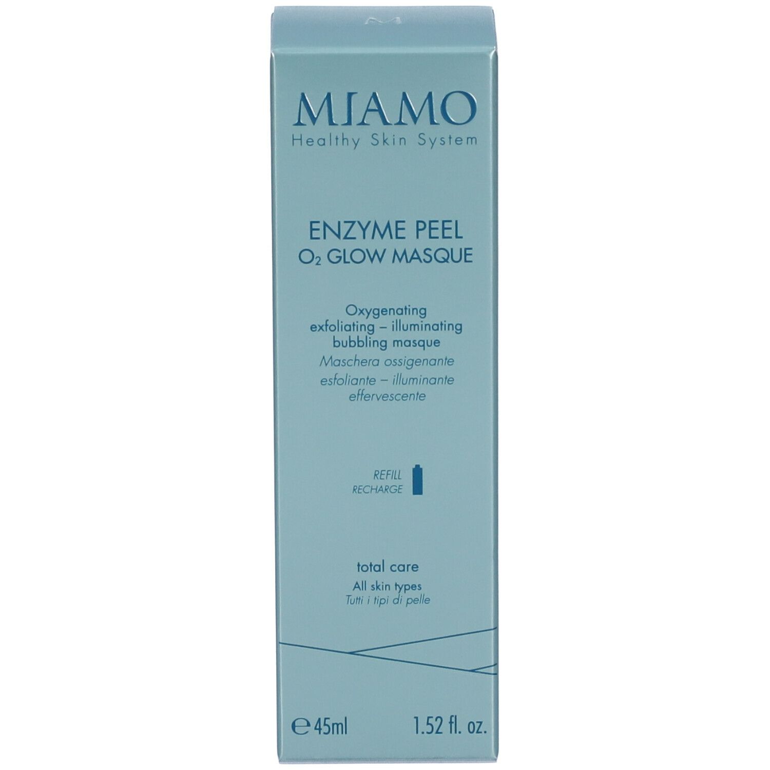 MIAMO Enzyme Peel O2 Glow Masque, Maschera ossigenante esfoliante illuminante effervescente, 45ml.