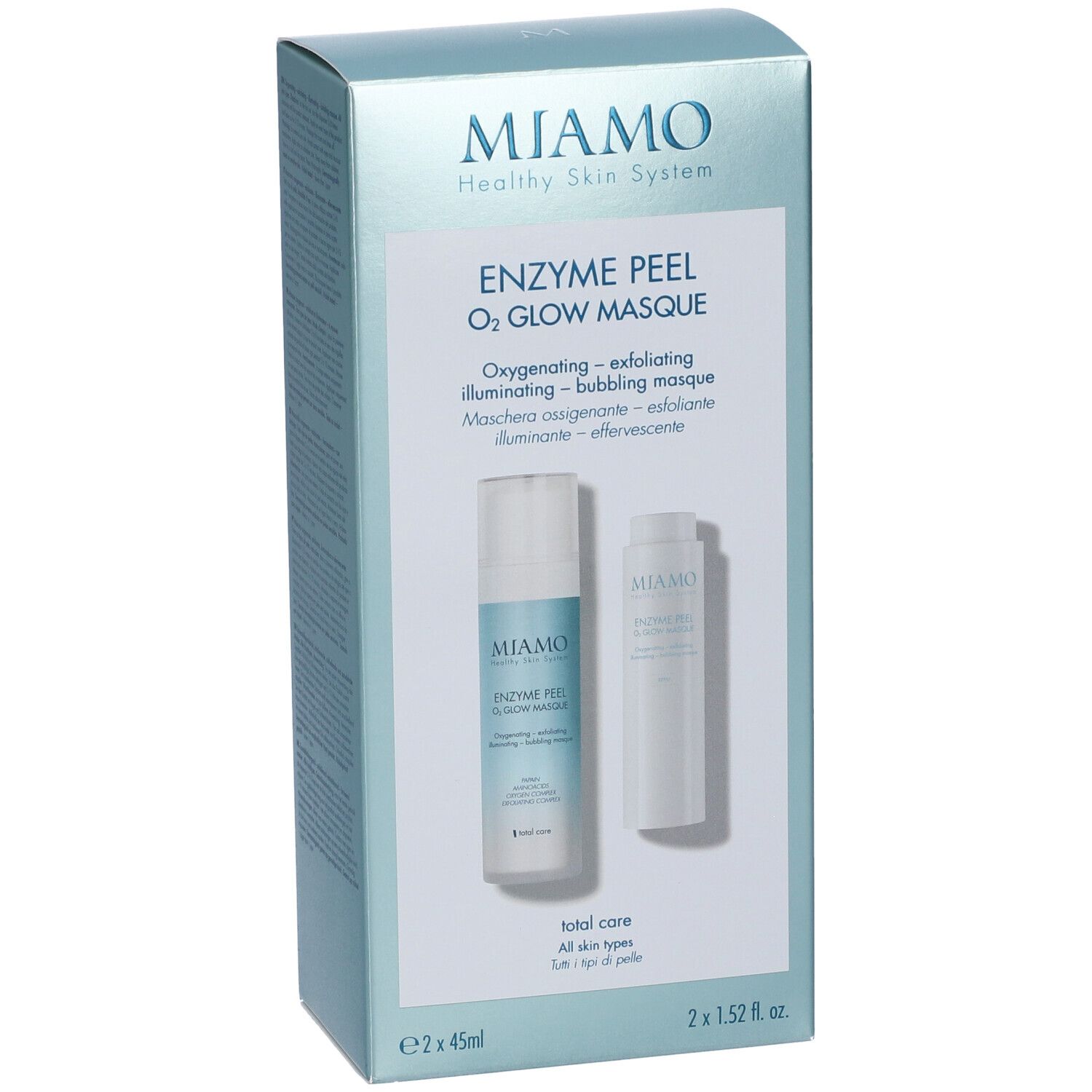 MIAMO Enzyme Peel O2 Glow Masque Set con due flaconi, 2x45ml.
