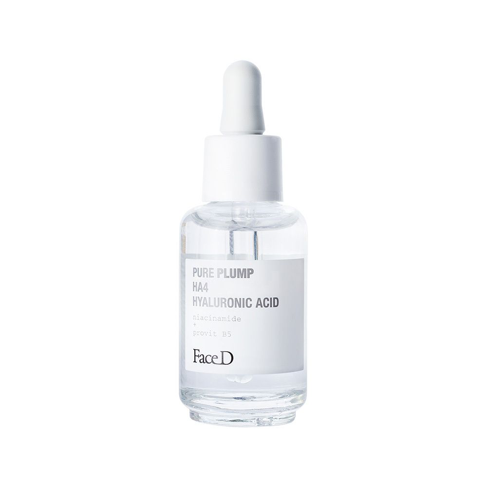 Siero Acido Ialuronico FaceD Pure Plump HA4 in flacone di vetro con contagocce.