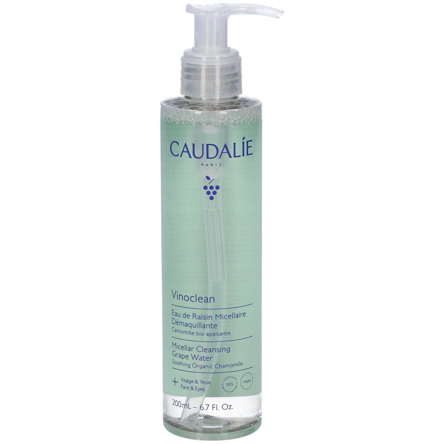 Caudalie Vinoclean Acqua Micellare Demaquillante all'uva e camomilla bio, 200ml.