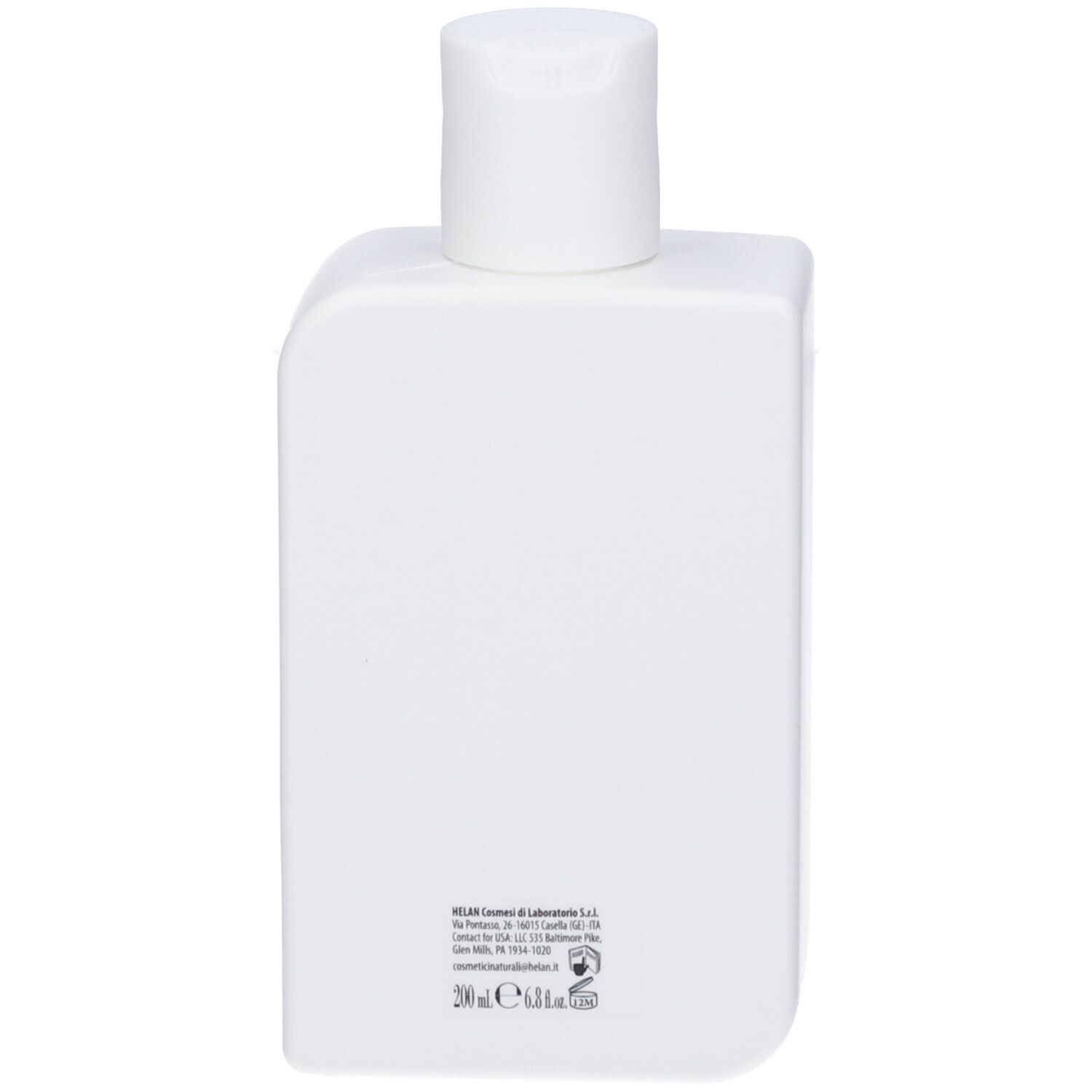 Retro di un flacone di shampoo Helan Capelvenere bianco con informazioni sul prodotto.