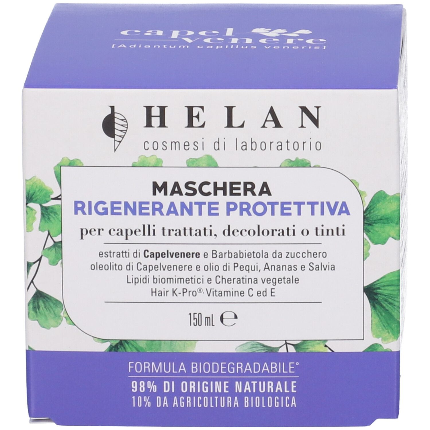 Scatola Helan Capelvenere maschera capelli, design foglie di ginkgo.