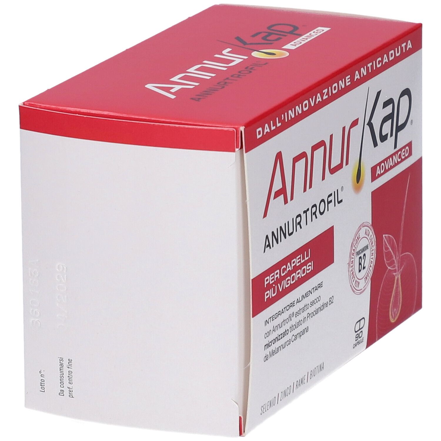 Confezione AnnurKap Advanced, vista laterale con data di scadenza.