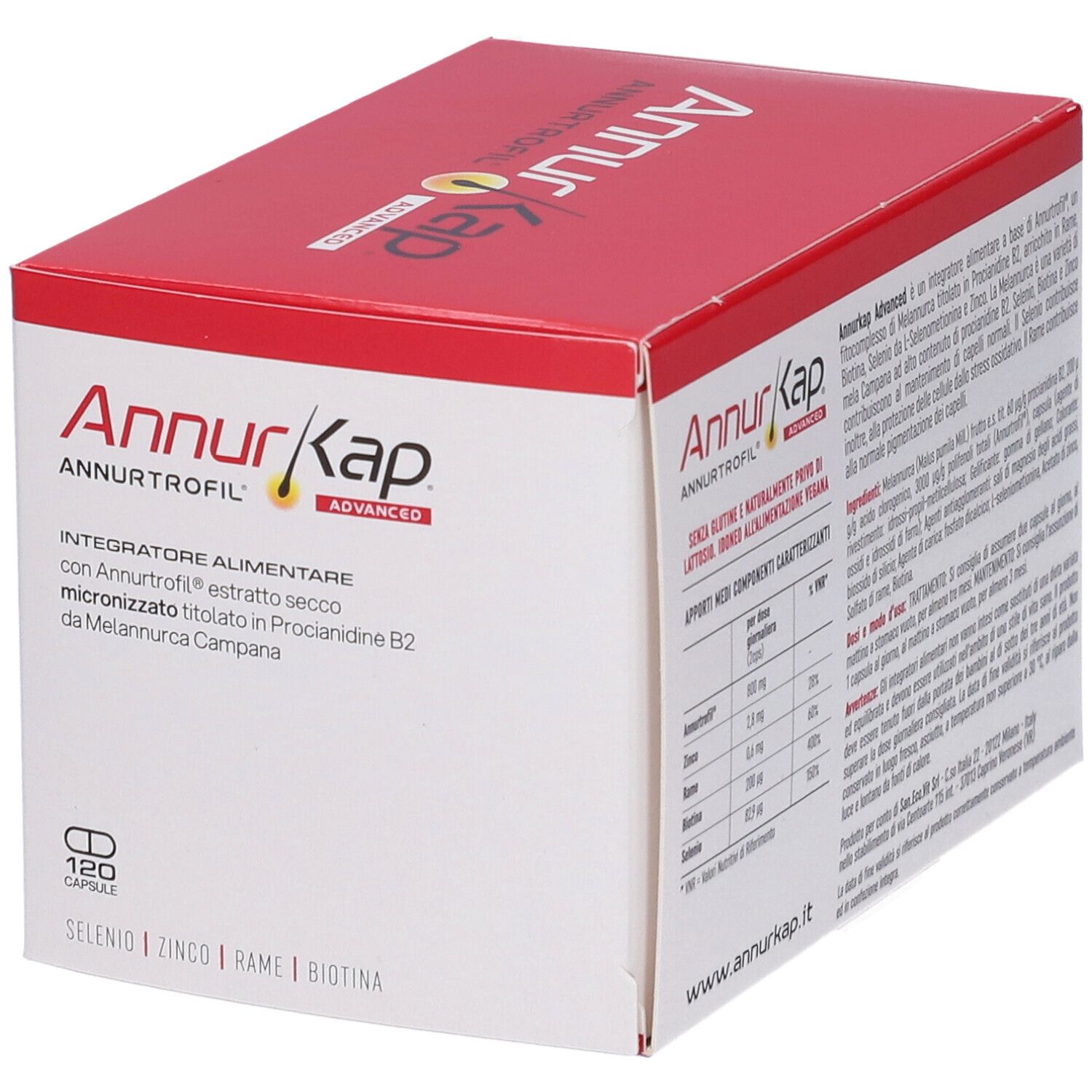 Confezione AnnurKap Advanced, vista prospettica con focus sul design.
