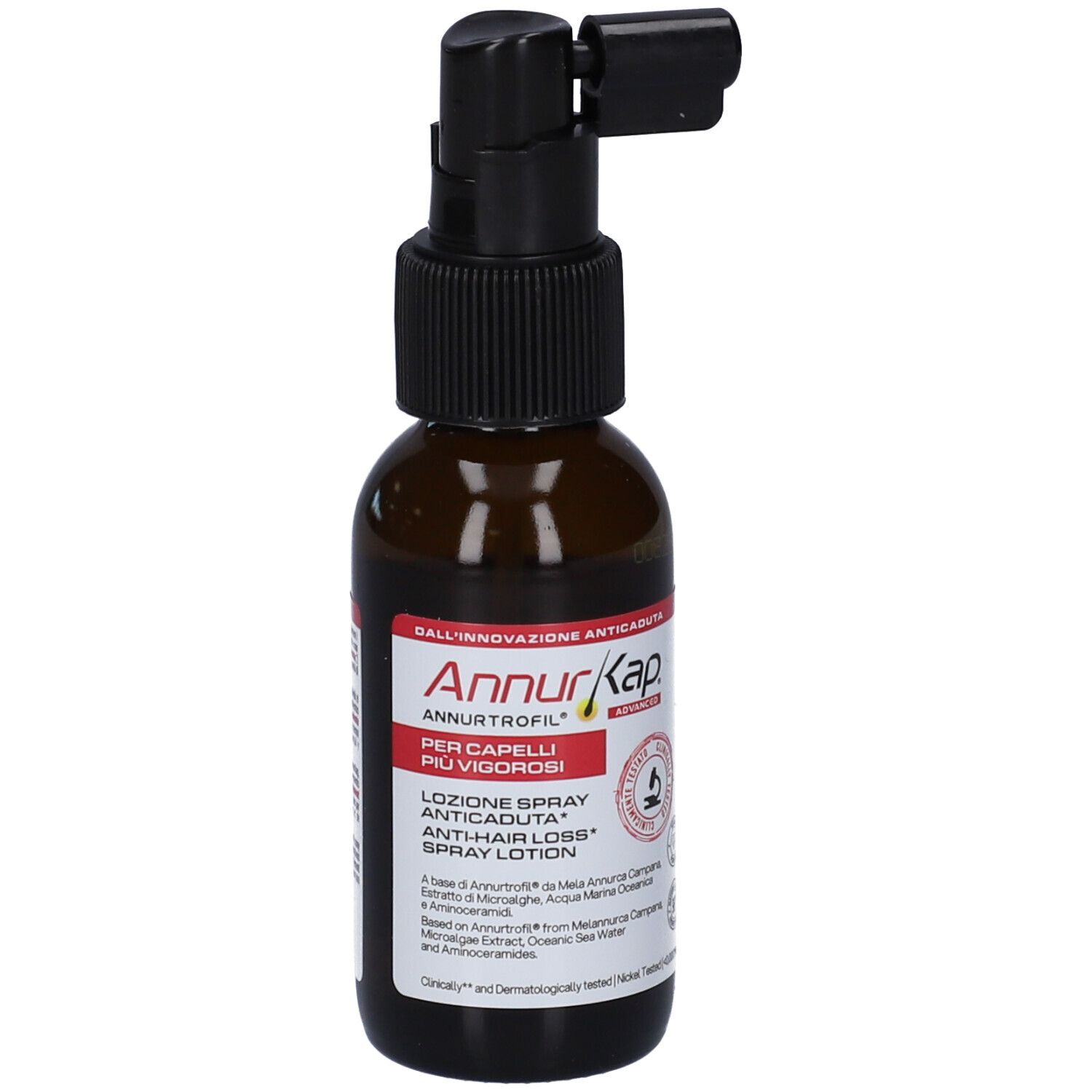 Flacone spray AnnurKap Advanced con applicatore.