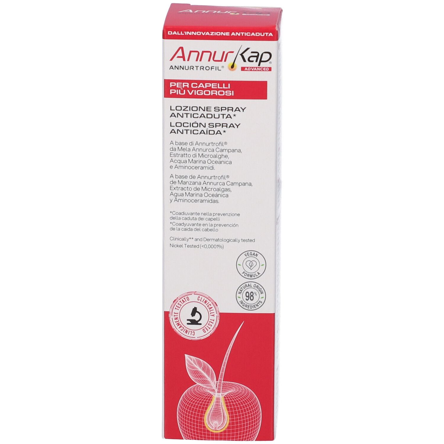 Confezione spray AnnurKap Advanced con dettagli.